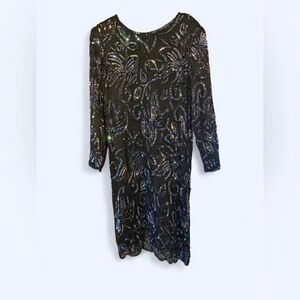 Sequin Embellished Black Dress